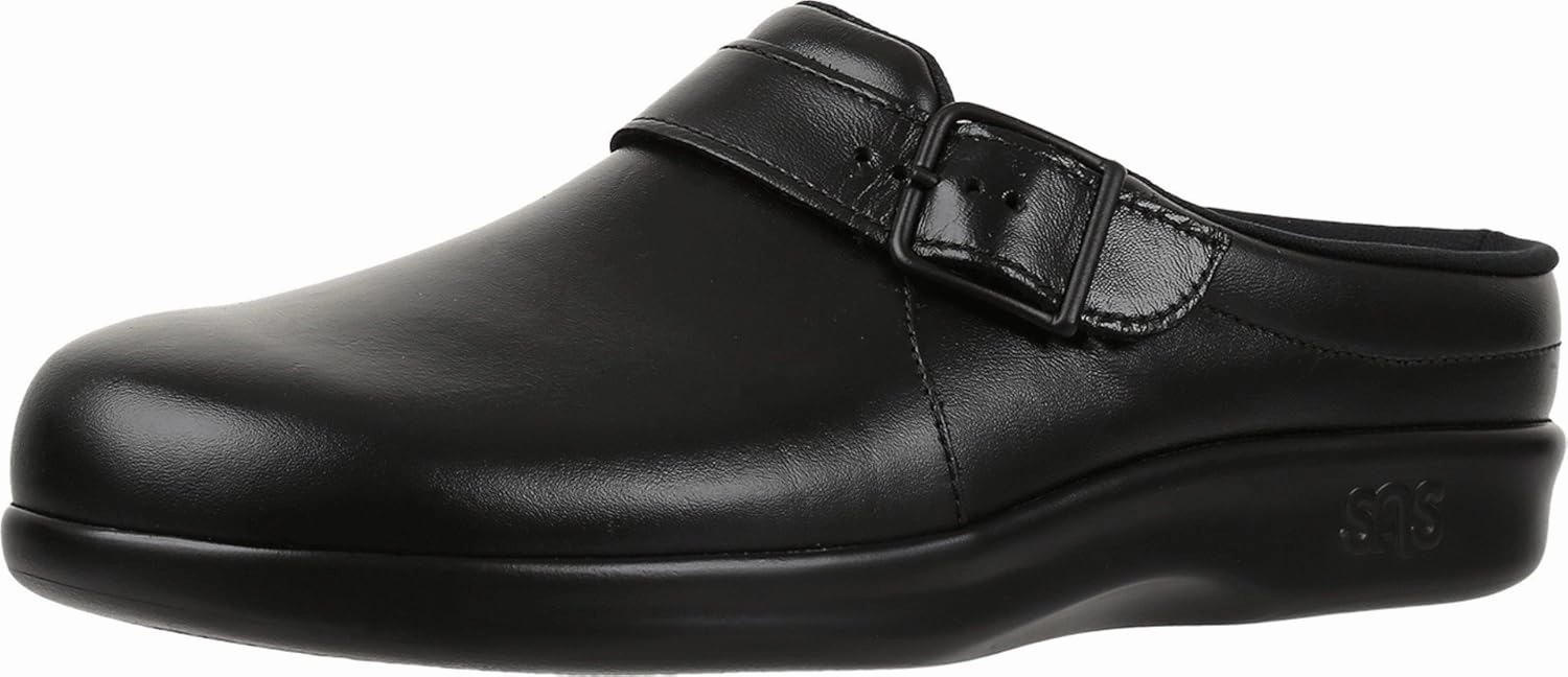 SAS Clog Comfort Slip On Women’s Shoes – Leather Upper – Textile Lining – CoolStep™ Footbed – CradleFit™ Heel Black 10.5 M - Medium (B)
