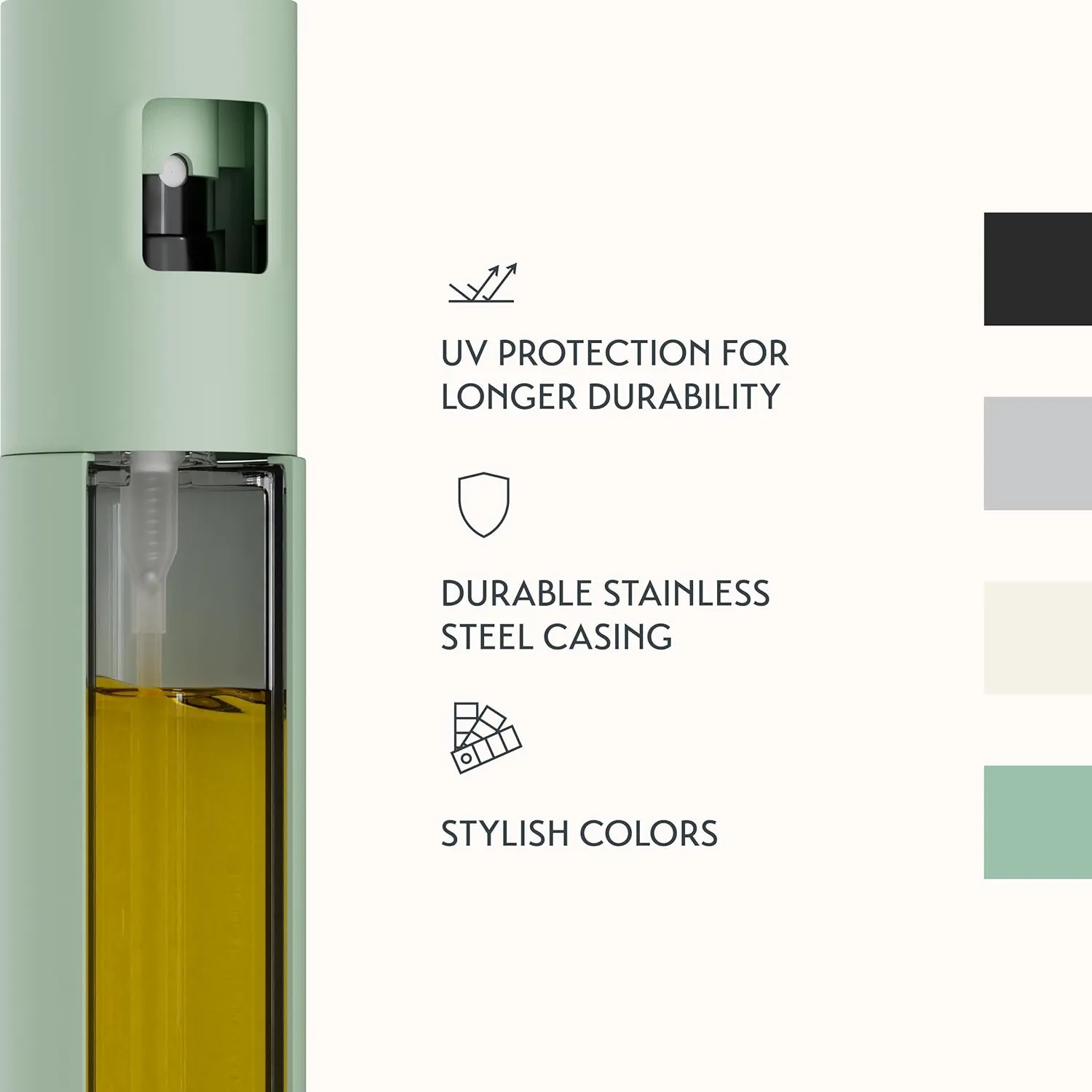 Schmidt & Kramer Oil Sprayer for cooking I Premium Stainless Steel and Glass Oil Mister for Healthy Cooking I Practical Sprayer for Precise Dosage, Suitable for All Cooking Oil (Mint)
