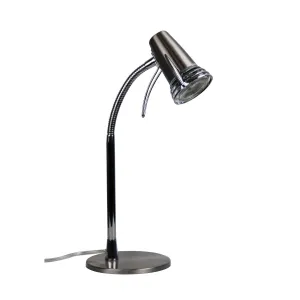 SCOOT - Modern Brushed Chrome 7W Cool White GU10 1 Light Desk Lamp With Adjustable Neck