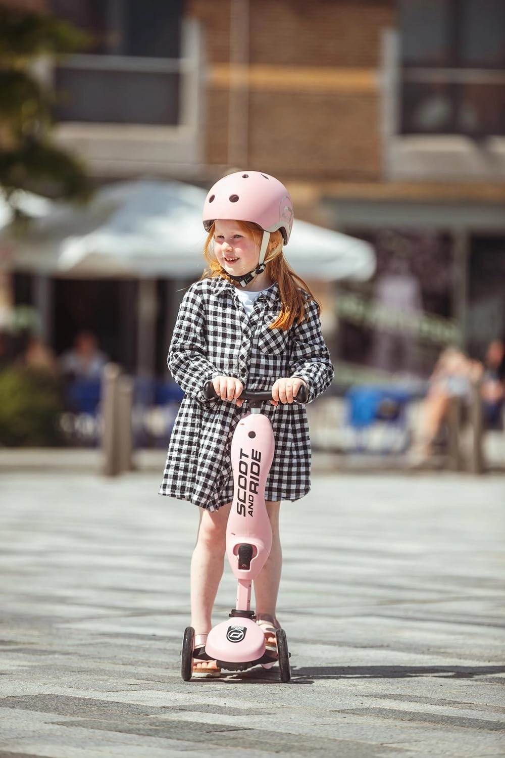 Scoot & Ride Highwaykick 1, 2-in-1 Toddler Scooter with Seat & Kickboard for Ages 1-5, Rose - Indoor or Outdoor Kids Ride-On Toy with Adjustable Handlebar & Seating Height and Anti-Tip Safety Pad