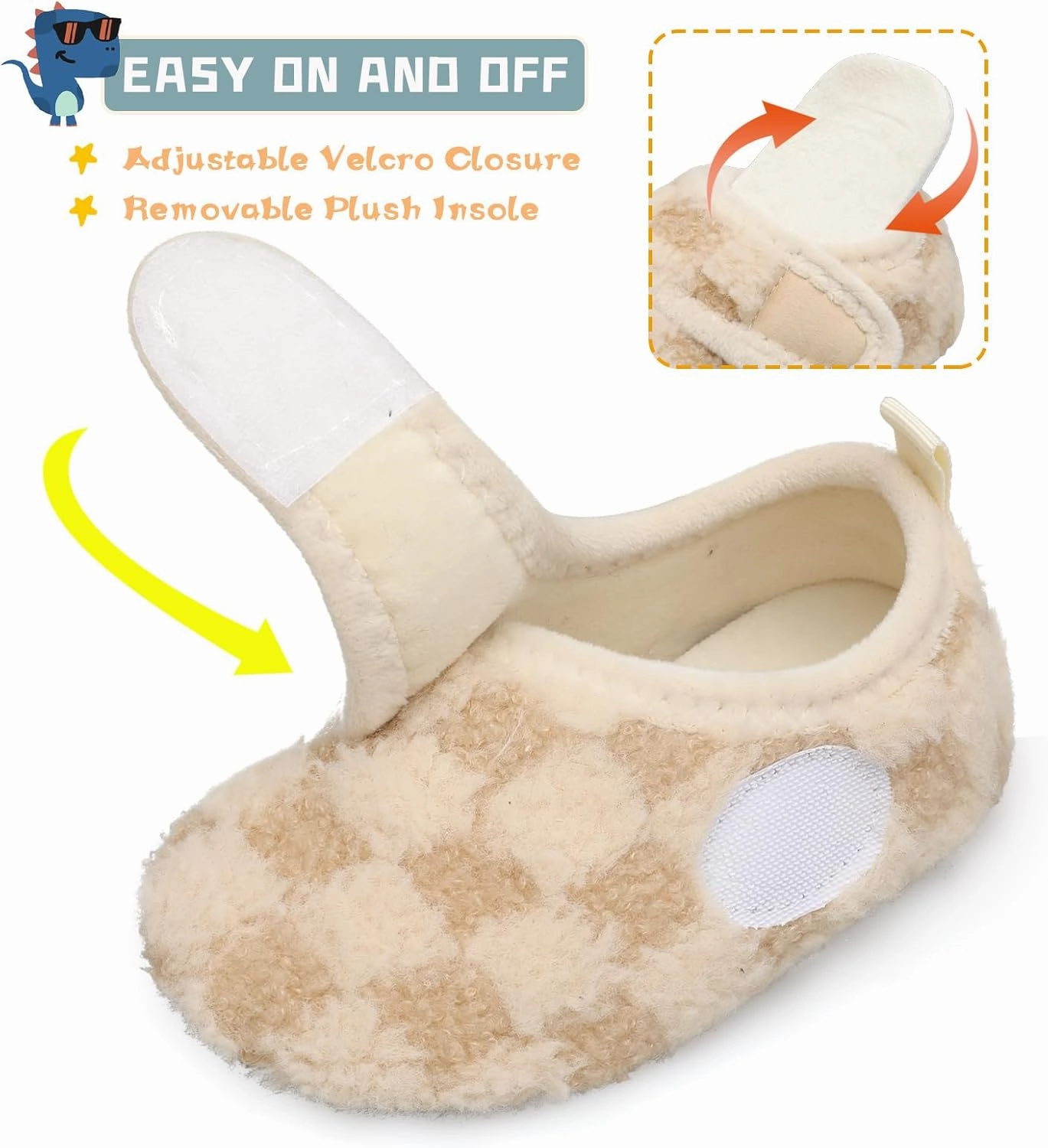 Scurtain Toddler Warm Winter House Slippers Baby Boys Girls Indoor Home Slippers Cozy Lightweight Non-Slip Shoes For Infant Kids Plush Linned
