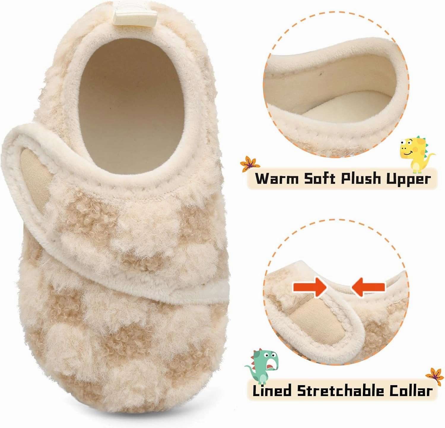 Scurtain Toddler Warm Winter House Slippers Baby Boys Girls Indoor Home Slippers Cozy Lightweight Non-Slip Shoes For Infant Kids Plush Linned