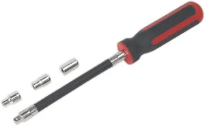 Sealey VS063 Flexible Hose Clip Nut Driver Set 4pc 5, 6 & 7mm, Red