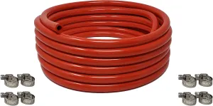 Sealproof Red 5/16-Inch ID, 9/16-Inch OD Food Grade Tubing, 25 FT, CO2 Gas Line with 8 Hose Clamps, for Homebrewing, Kegerator, Draft Systems, Beer Air Hose, 1/4" Wall Thickness - Made in USA
