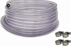 Sealproof Food Grade Crystal Clear Homebrewing, Beer Line, Kegerator, Vinyl Tubing, 3/16-Inch ID x 7/16-Inch OD (25 Ft) with 4 Worm Gear Hose Clamps