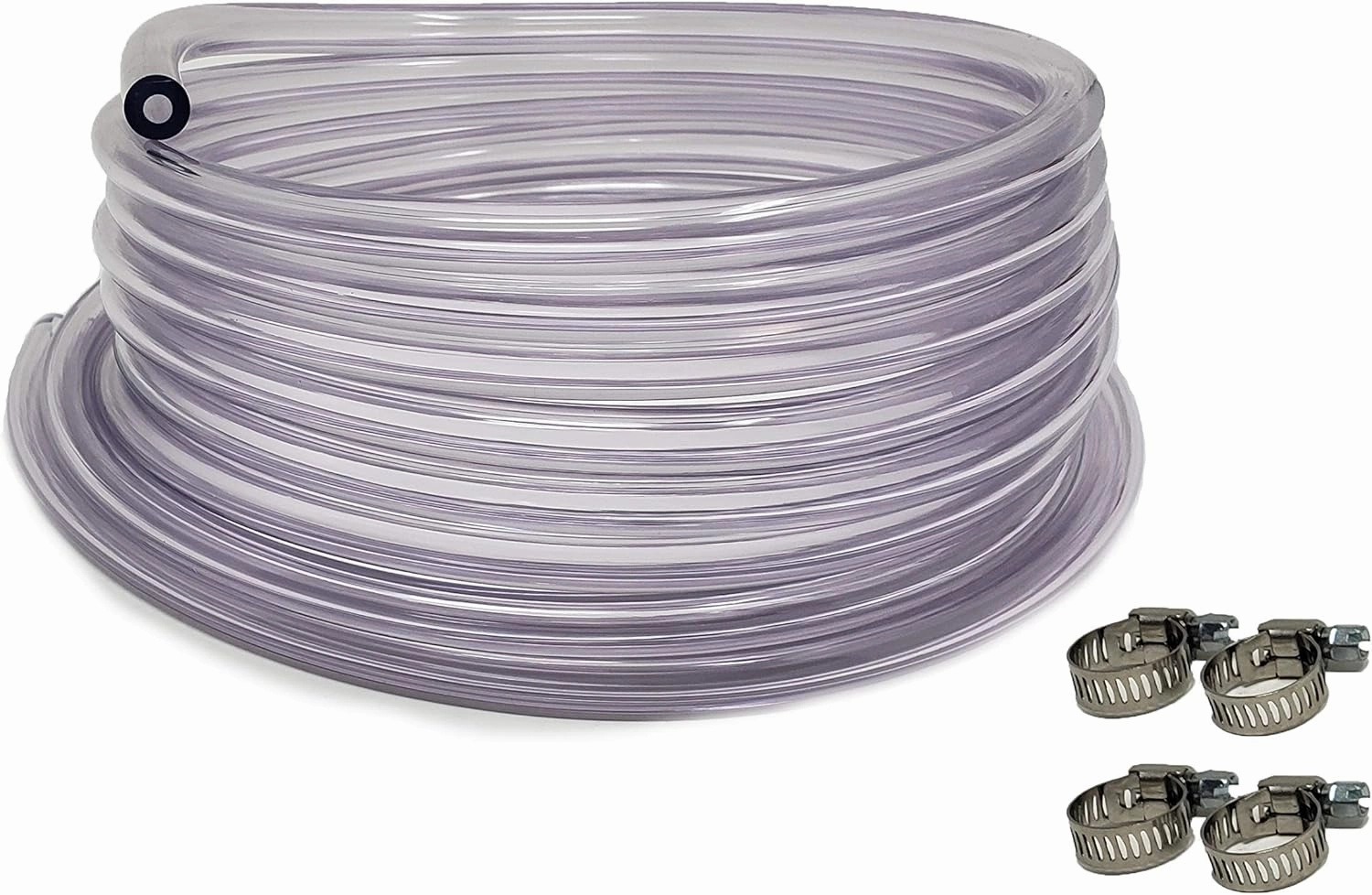 Sealproof Food Grade Crystal Clear Homebrewing, Beer Line, Kegerator, Vinyl Tubing, 3/16-Inch ID x 7/16-Inch OD (25 Ft) with 4 Worm Gear Hose Clamps