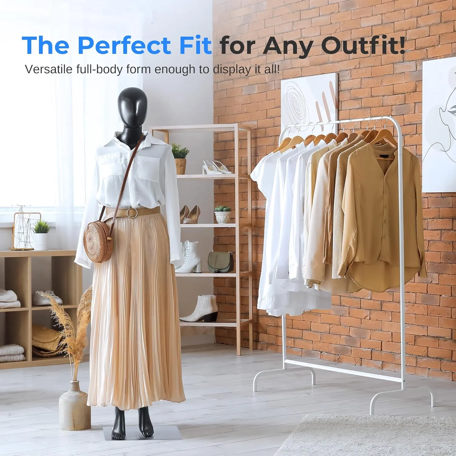 SereneLife Premium Female Mannequin – 68.9" Life-Size Dress Form with Realistic Face, Rotating Head, Flexible Limbs, Detachable Body & Sturdy Metal Base for Boutiques, Exhibits & Fashion Display