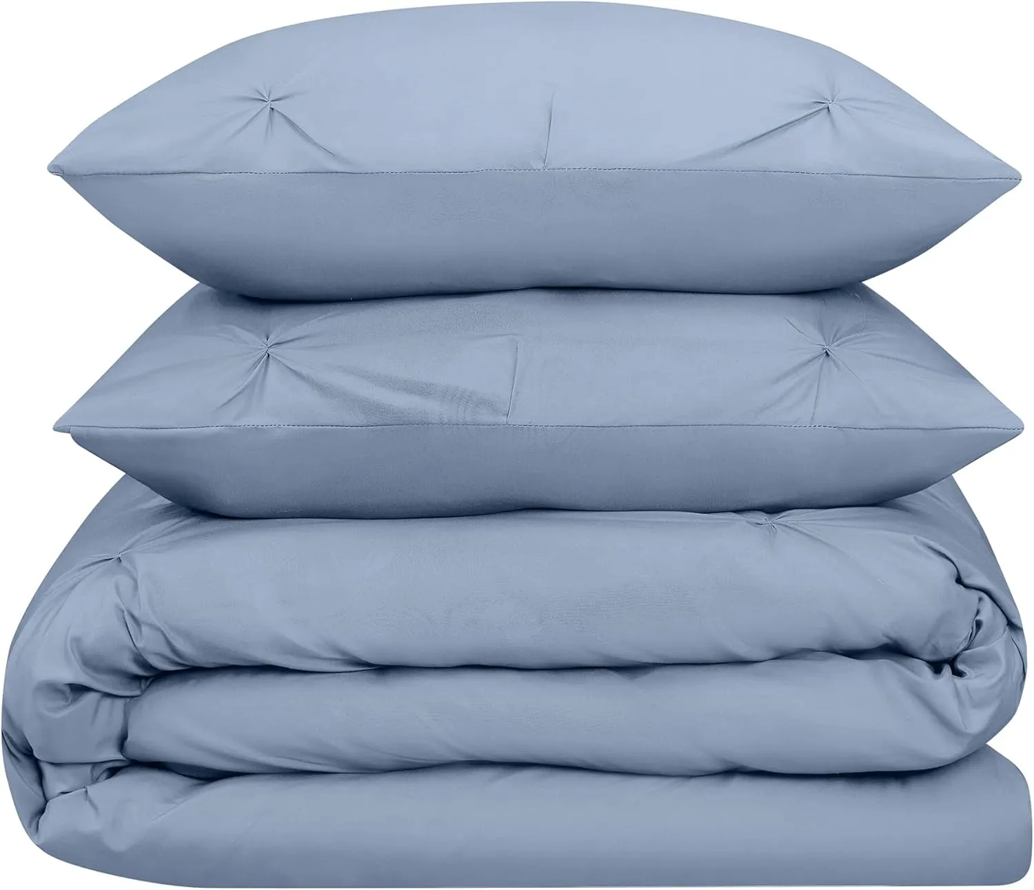 SERTA Simply Clean Soft Lightweight Pinch Pleated 3 Piece Hypoallergenic Comforter Set, King, Celestial Blue