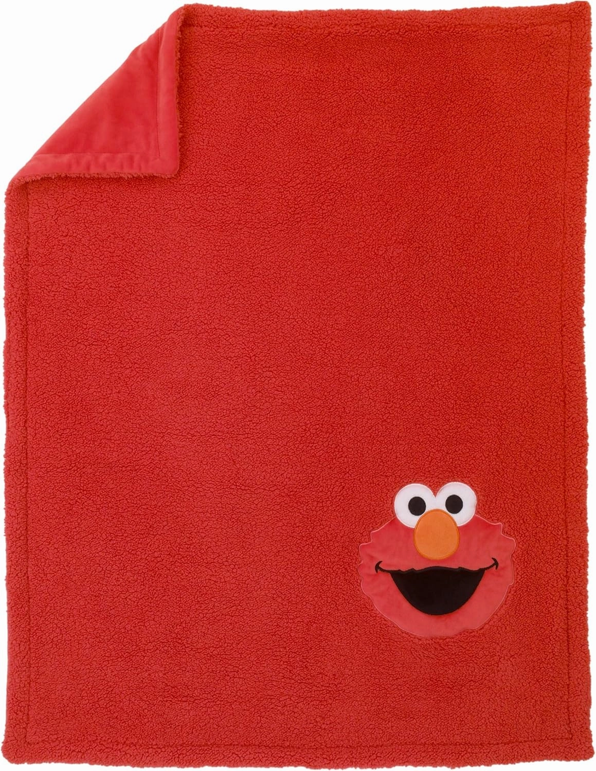 SESAME STREET Elmo Red Soft Plush Sherpa Toddler Blanket with Applique
