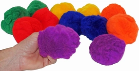 Set of 12, Rainbow Fluff Balls (Lightweight Versions of Yarn Balls), 3-1/2" Diameters