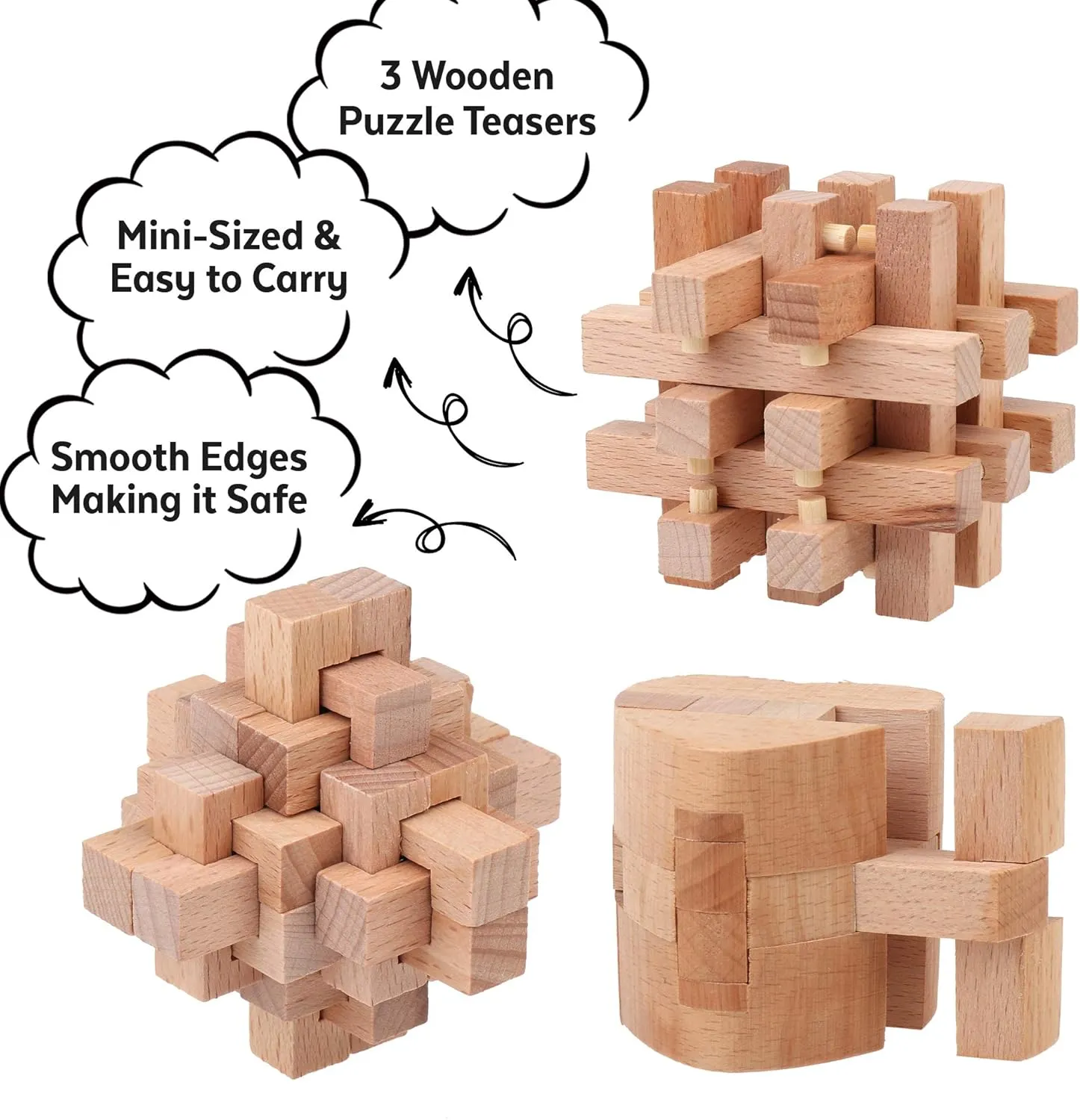 Sharp Brain Zone Wooden Brain Teaser Puzzles for Adults & Kids (Heart Cube Puzzle)
