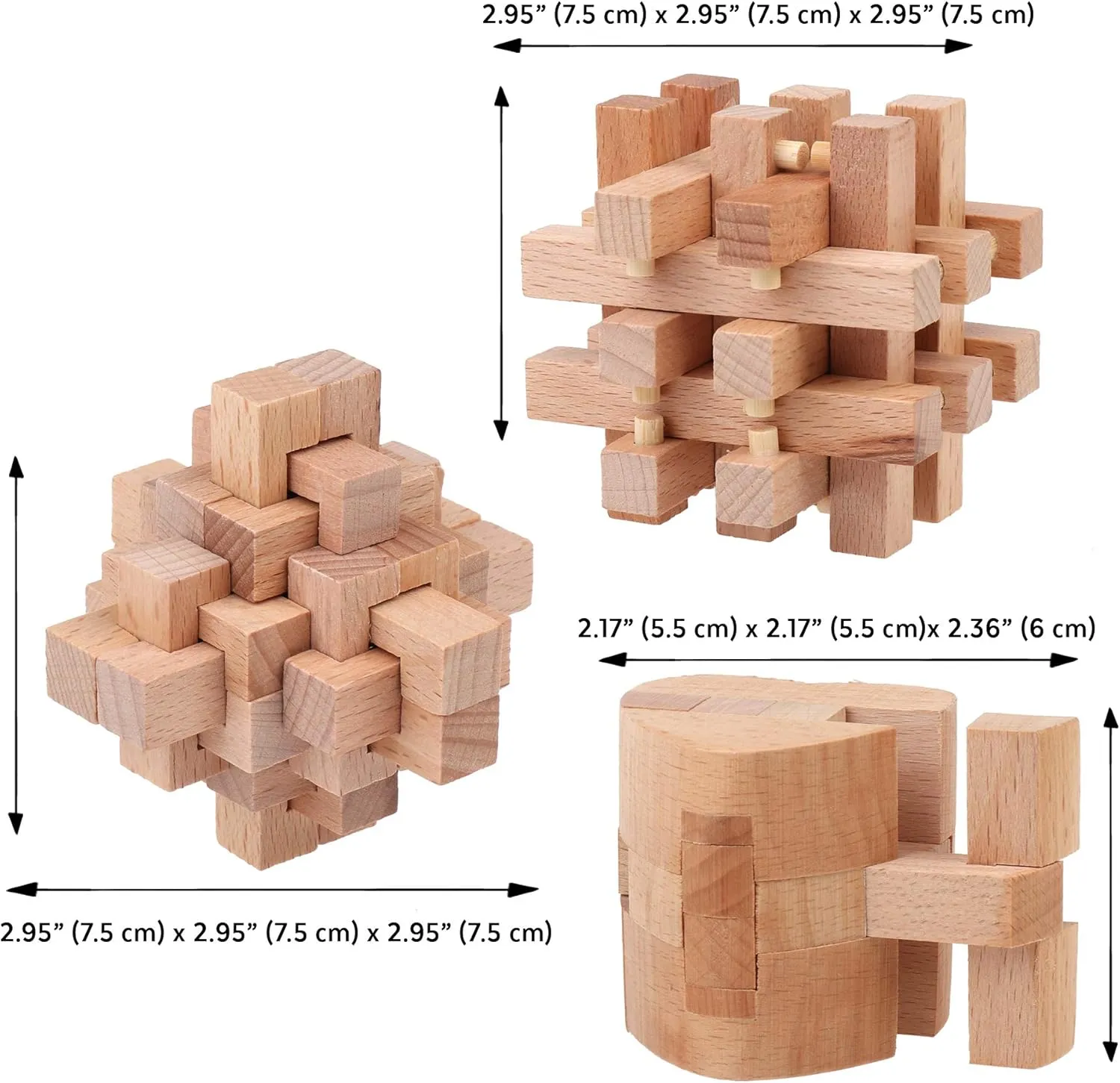 Sharp Brain Zone Wooden Brain Teaser Puzzles for Adults & Kids (Heart Cube Puzzle)