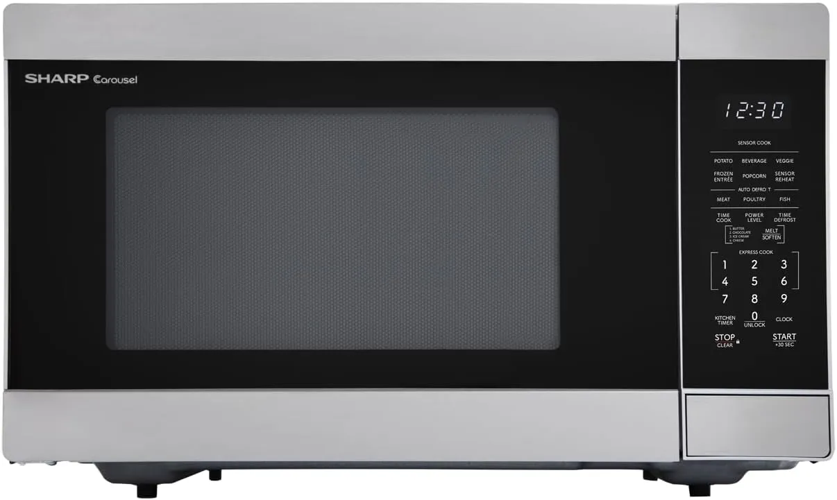 SHARP Countertop Microwave Oven with Removable 13.6" Carousel Turntable, 1100 Watt, 1.6 Cubic Feet, Stainless Steel SMC1662KS cu. ft, CuFt, Stainless