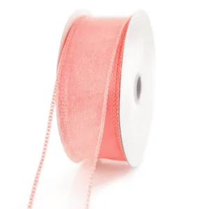 Sheer Chiffon Ribbon Wired Edge, 1-1/2-inch, 25-yard, Coral