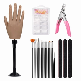 Silicone Hand for Acrylic Nails with Stand Bracket,Realistic Silicone Nail Training Hand, Soft Flexible Bendable Nail Practice Mannequin Hand for Nails Art DIY Print Practice Tool (Right Hand)