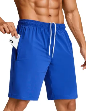 SILKWORLD Men's Quick Dry Athletic Running Shorts with Zipper Pockets 7" Stretch Gym Workout Training Shorts