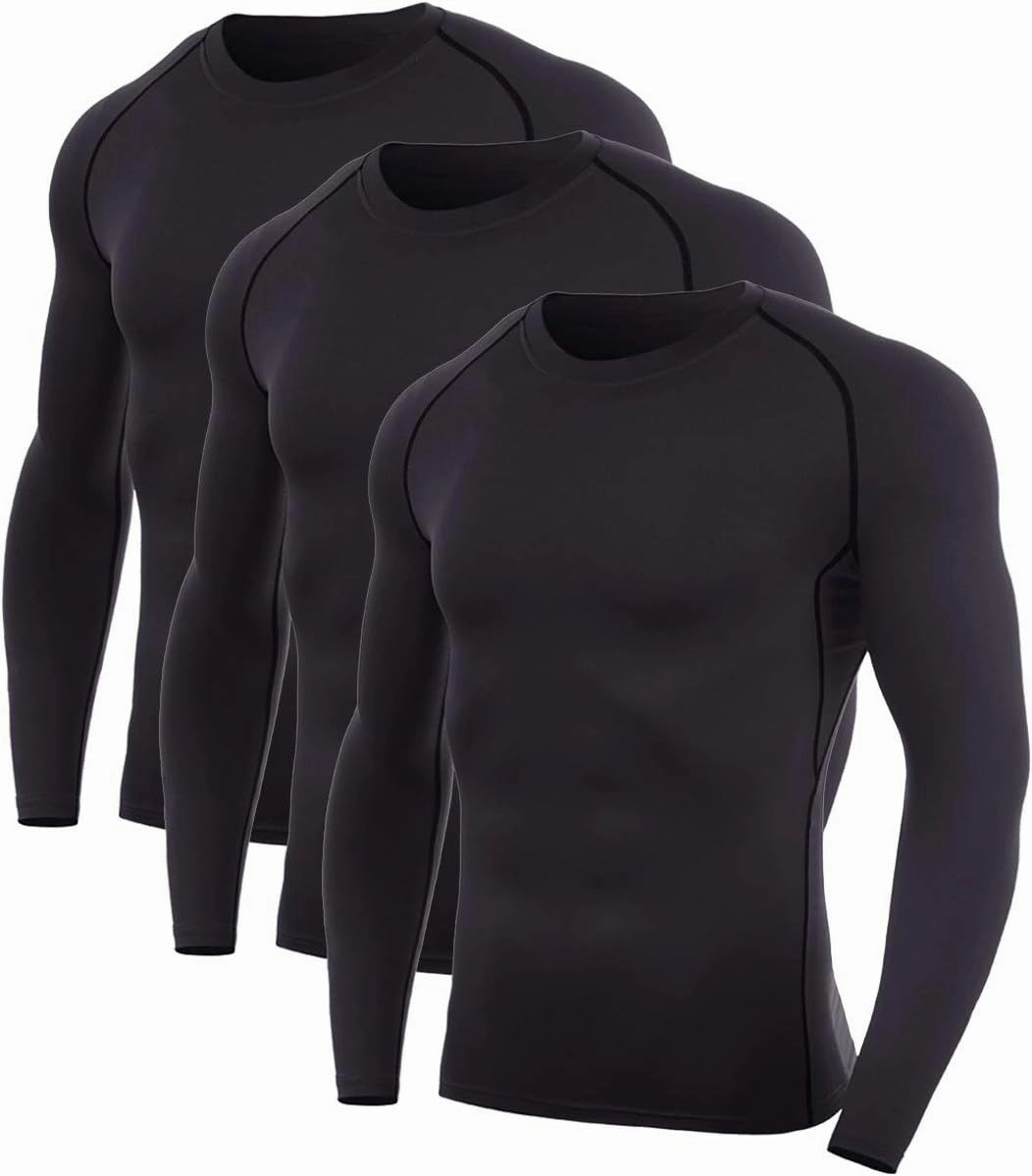 SILKWORLD Men's Long-Sleeve Compression Shirt Base-Layer Running Top
