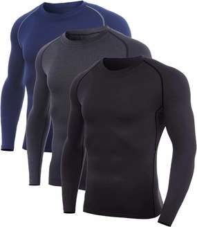 SILKWORLD Men's Long-Sleeve Compression Shirt Base-Layer Running Top