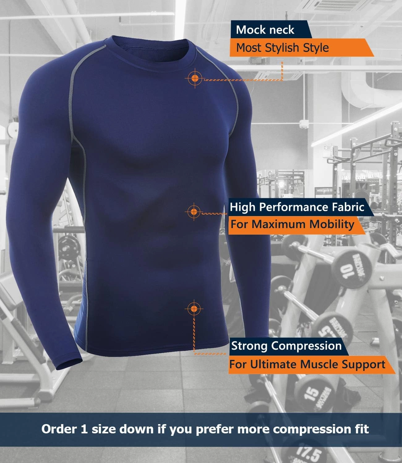 SILKWORLD Men's Long-Sleeve Compression Shirt Base-Layer Running Top