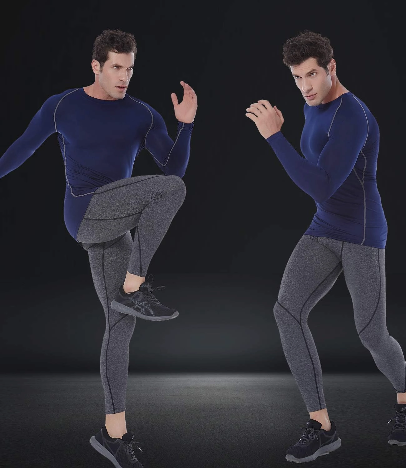 SILKWORLD Men's Long-Sleeve Compression Shirt Base-Layer Running Top