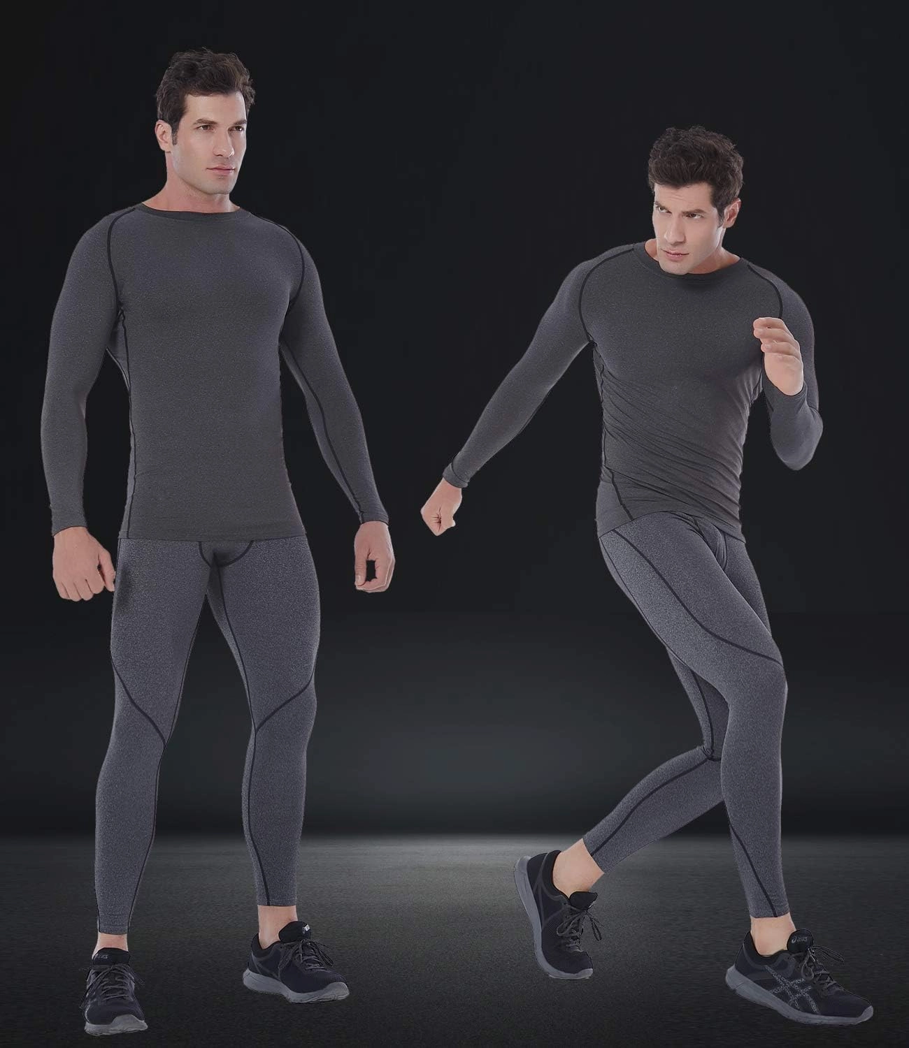 SILKWORLD Men's Long-Sleeve Compression Shirt Base-Layer Running Top