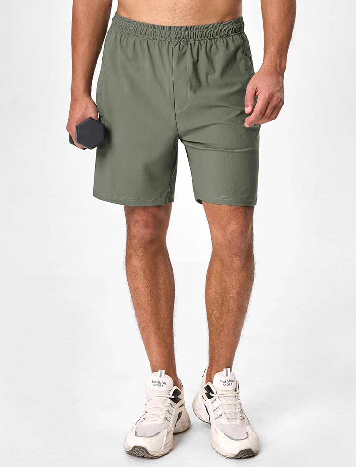 SILKWORLD Men's Quick Dry Athletic Running Shorts with Zipper Pockets 7" Stretch Gym Workout Training Shorts