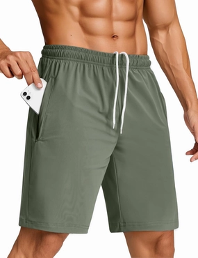 SILKWORLD Men's Quick Dry Athletic Running Shorts with Zipper Pockets 7" Stretch Gym Workout Training Shorts