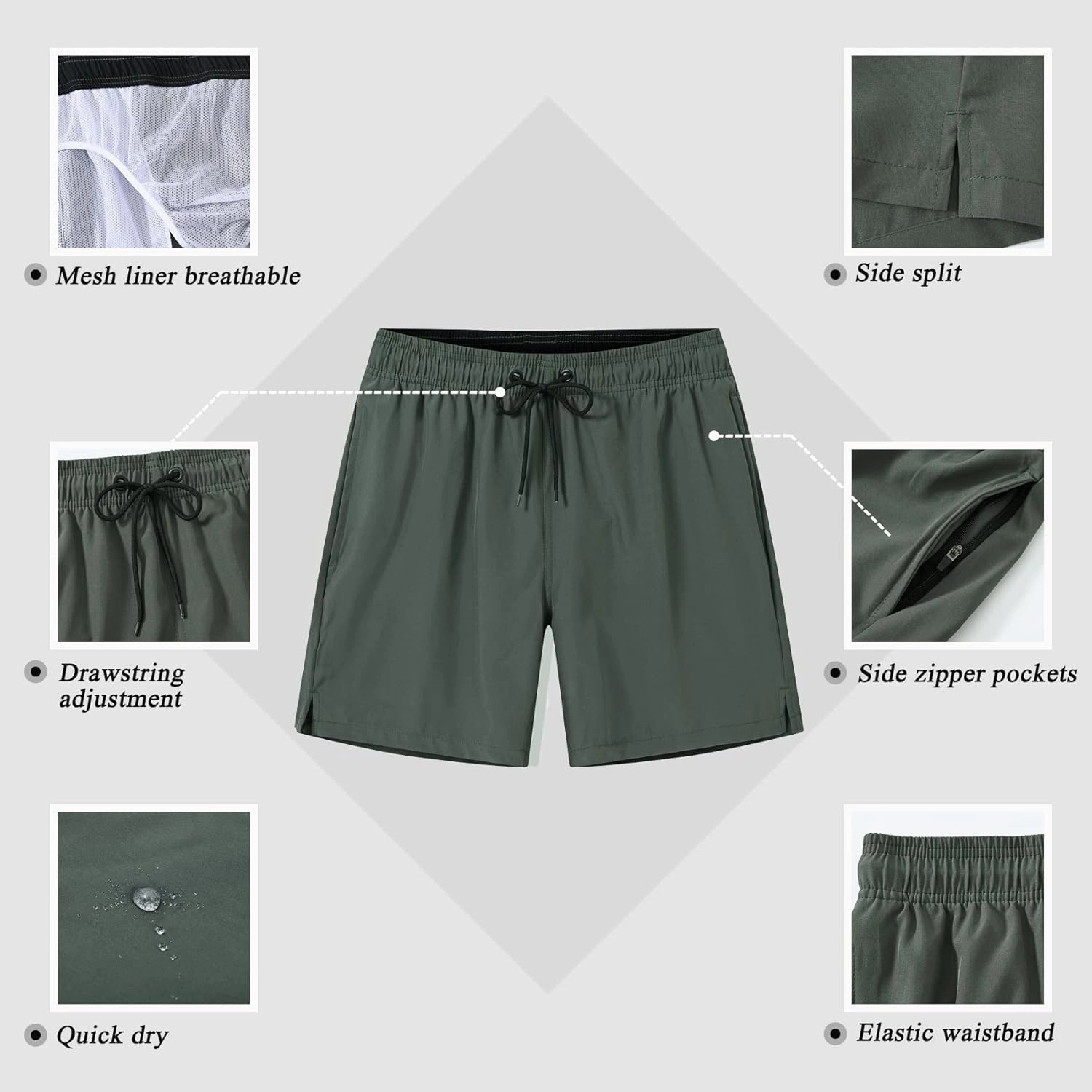 SILKWORLD Men's Swim Trunks Quick Dry Beach Shorts with Pockets