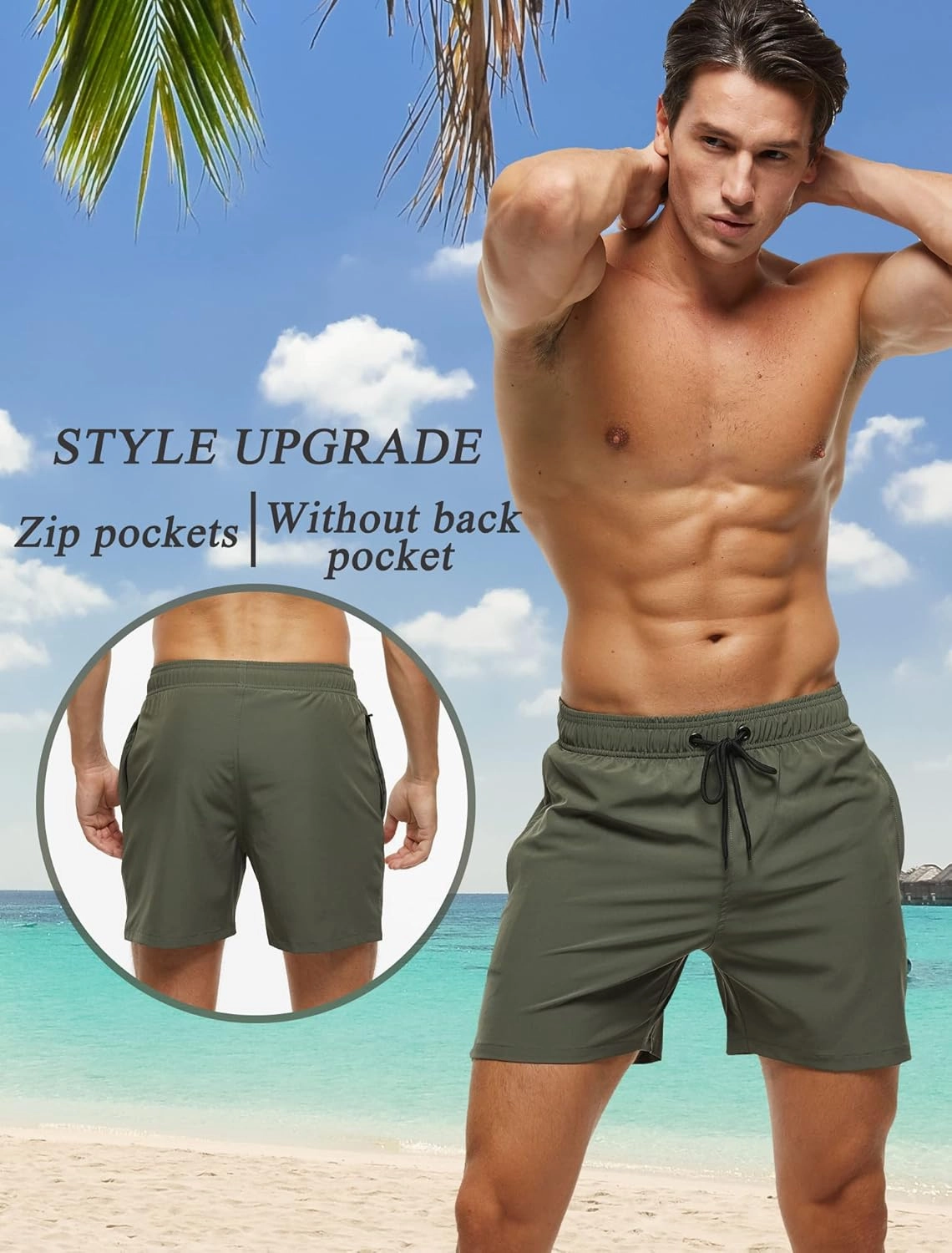 SILKWORLD Men's Swim Trunks Quick Dry Beach Shorts with Pockets