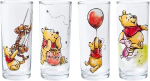 Silver Buffalo Winnie the Pooh, Piglet, Tigger, Hunny 4pc Tumbler Glass Set, 10-ounces