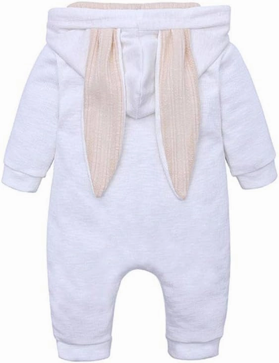 Simplee kids Animal Bunny Baby Easter Romper Long Ear Rabbit Hoodie Romper Jumpsuit with Zipper
