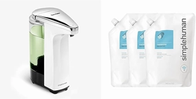 simplehuman White 8 oz. Sensor Liquid Soap Dispenser & 3 Pack Fragrance Free Liquid Hand Soap