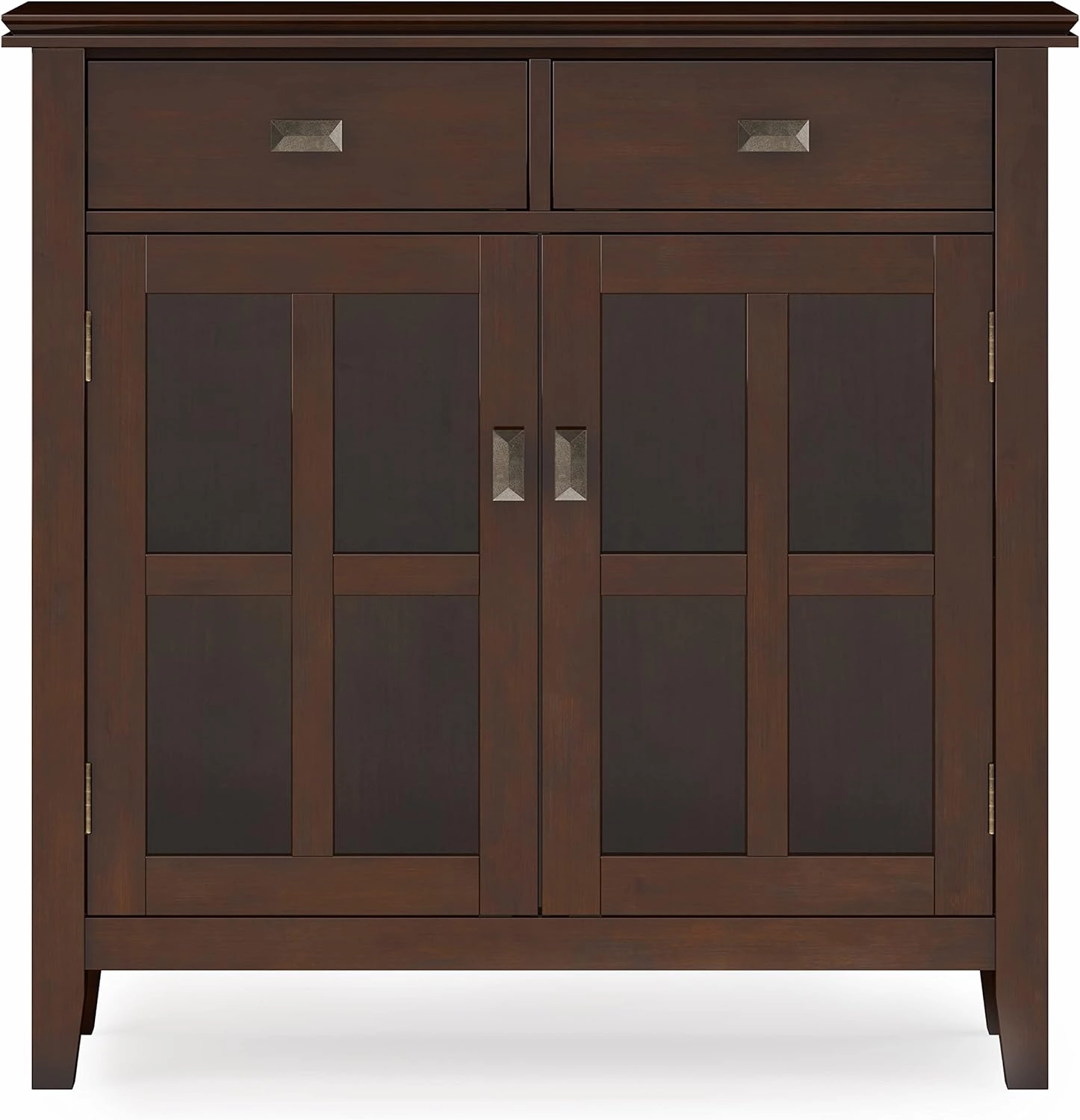 SIMPLIHOME Artisan SOLID WOOD 36 Inch Wide Contemporary Entryway Storage Cabinet in Russet Brown, For the Living Room, Entryway and Family Room