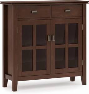 SIMPLIHOME Artisan SOLID WOOD 36 Inch Wide Contemporary Entryway Storage Cabinet in Russet Brown, For the Living Room, Entryway and Family Room