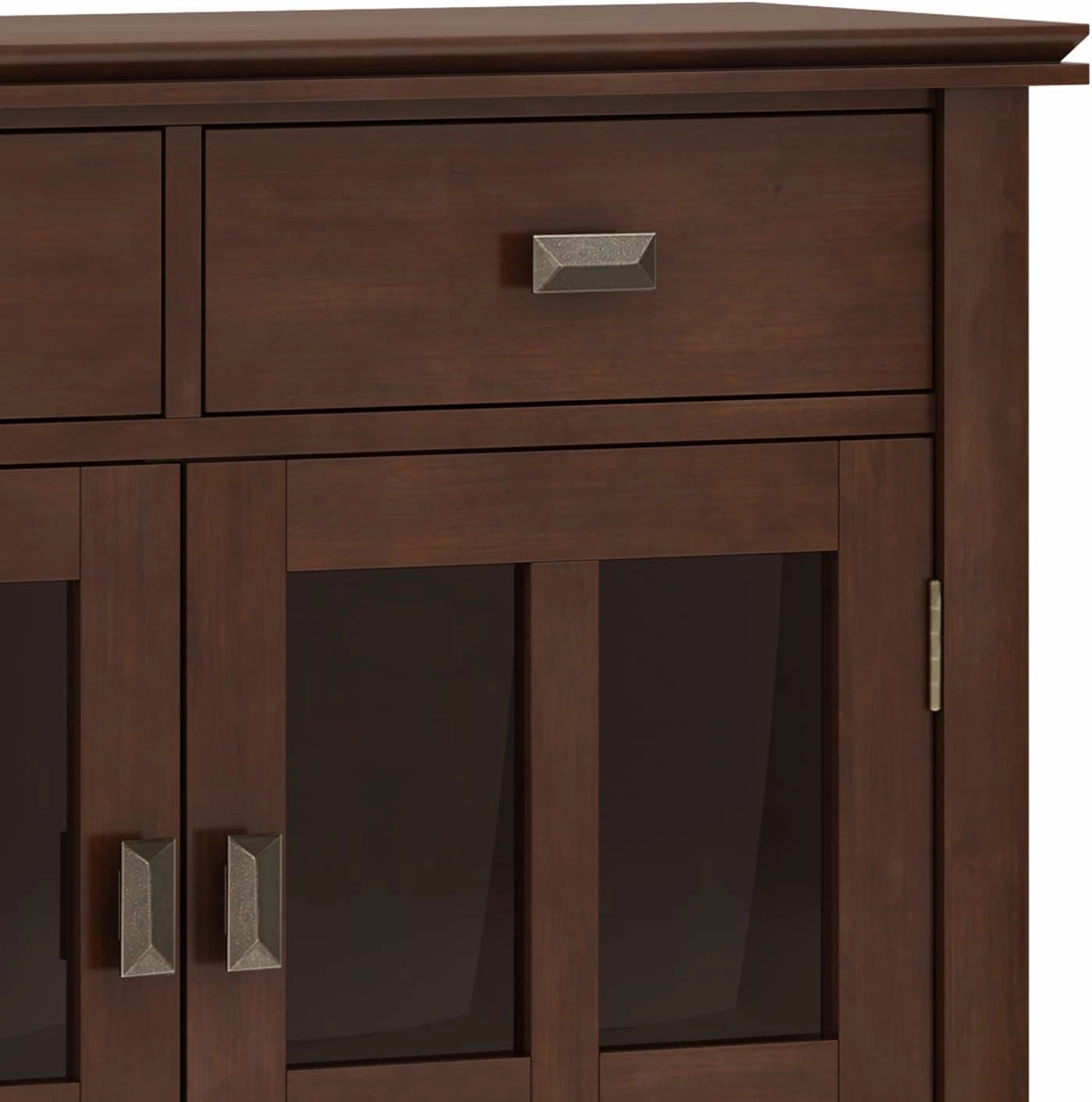 SIMPLIHOME Artisan SOLID WOOD 36 Inch Wide Contemporary Entryway Storage Cabinet in Russet Brown, For the Living Room, Entryway and Family Room
