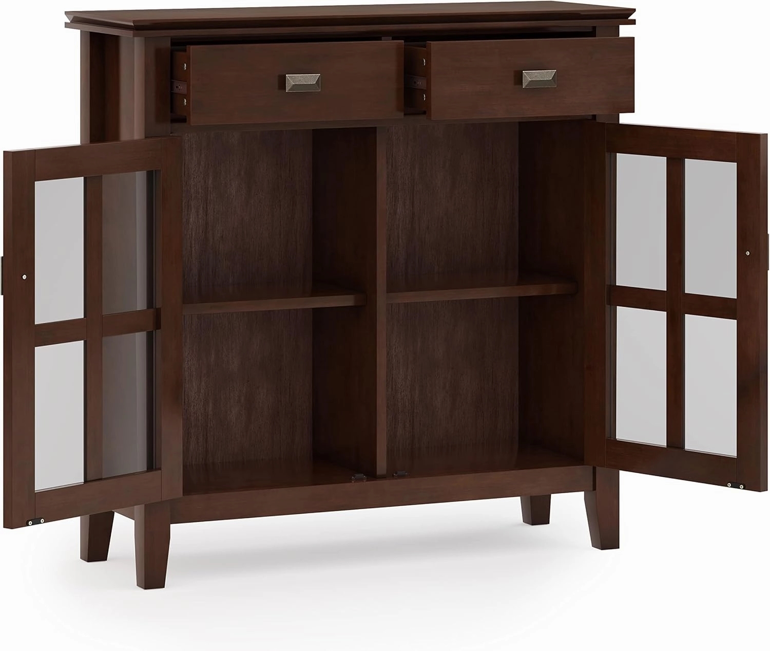 SIMPLIHOME Artisan SOLID WOOD 36 Inch Wide Contemporary Entryway Storage Cabinet in Russet Brown, For the Living Room, Entryway and Family Room