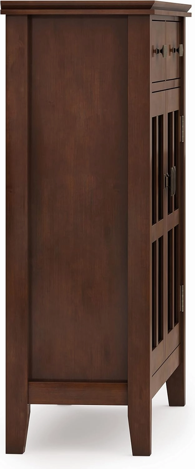 SIMPLIHOME Artisan SOLID WOOD 36 Inch Wide Contemporary Entryway Storage Cabinet in Russet Brown, For the Living Room, Entryway and Family Room
