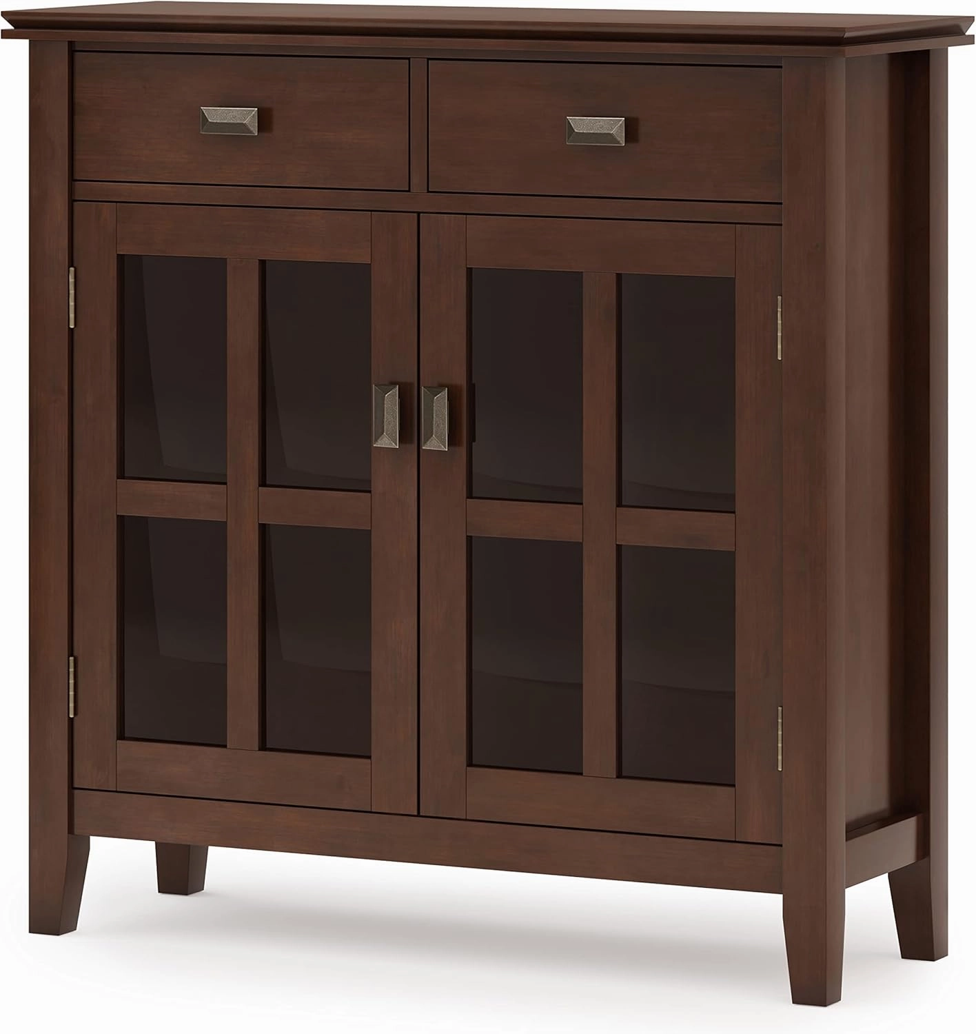 SIMPLIHOME Artisan SOLID WOOD 36 Inch Wide Contemporary Entryway Storage Cabinet in Russet Brown, For the Living Room, Entryway and Family Room
