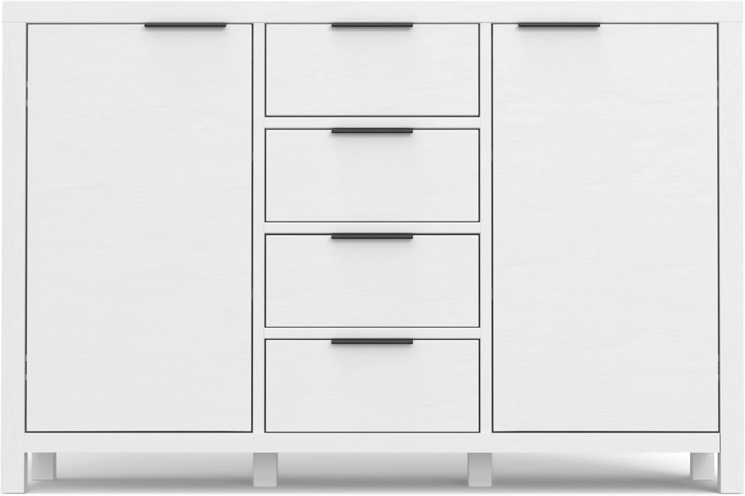 SIMPLIHOME Hollander Buffet - 54 inch Wide Solid Wood 3-Door Sideboard Buffet in White, Contemporary Storage Cabinet for Dining Room or Kitchen with Adjustable Shelves and Metal Handles