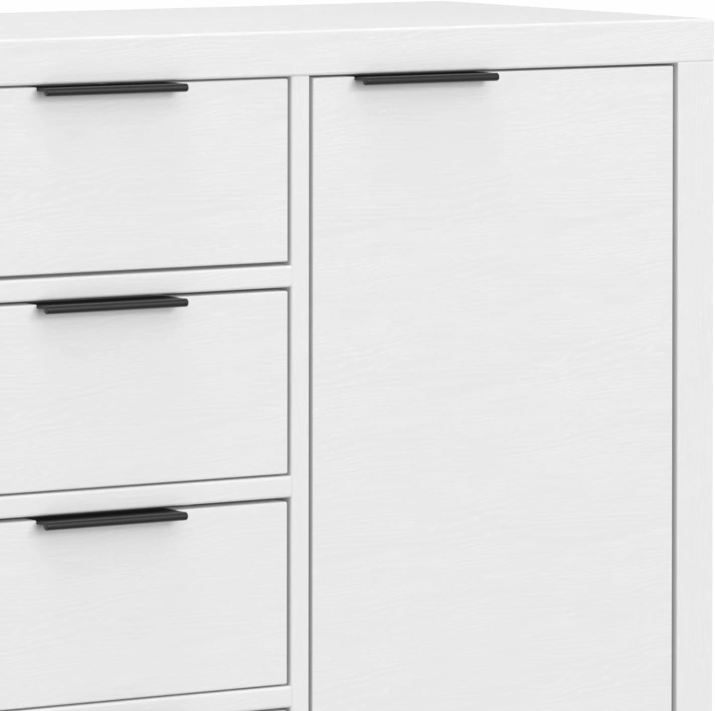 SIMPLIHOME Hollander Buffet - 54 inch Wide Solid Wood 3-Door Sideboard Buffet in White, Contemporary Storage Cabinet for Dining Room or Kitchen with Adjustable Shelves and Metal Handles