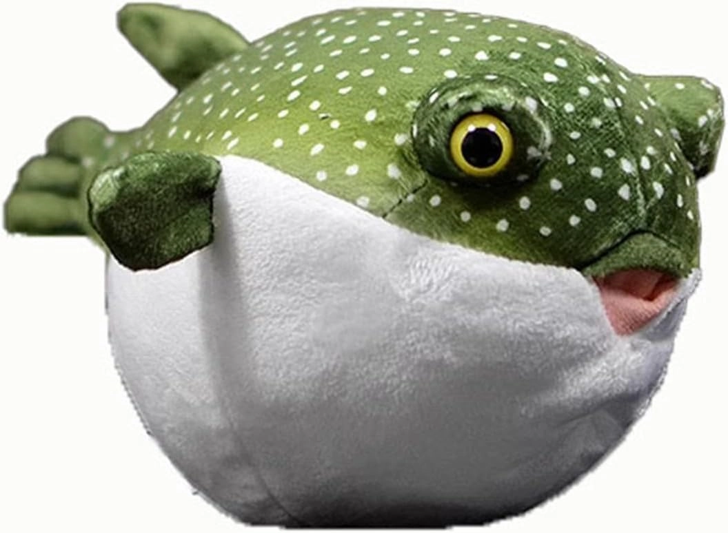 Simulation Green Pufferfish Plush Toy Plush 9" Long, Cute Soft Green Pufferfish Stuffed Animal Plush Toys for Kids Boys and Girls, Lifelike Stuffed Toy…