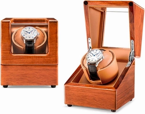 Single Automatic Watch Winder Wood Shell Piano Paint Exterior with Soft Flexible Watch Pillow and Quiet Mabuchi Motors