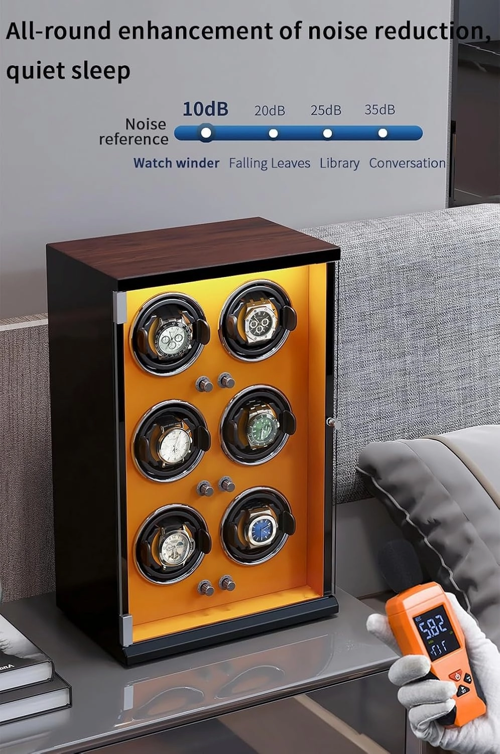 Single Watch Winder for 1 Automatic Watches with Flexible Watch Pillows Wooden Shell Powered by Motor Built-in Led Illuminated Watch Case,C-1 0