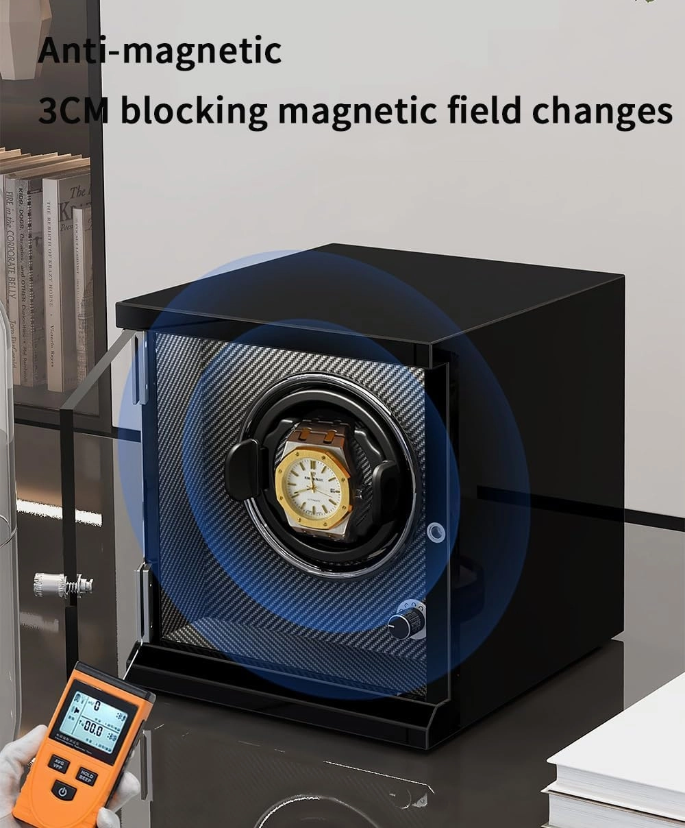 Single Watch Winder for 1 Automatic Watches with Flexible Watch Pillows Wooden Shell Powered by Motor Built-in Led Illuminated Watch Case,C-1 0