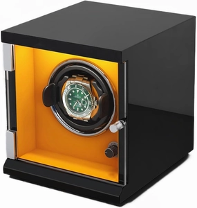 Single Watch Winder for 1 Automatic Watches with Flexible Watch Pillows Wooden Shell Powered by Motor Built-in Led Illuminated Watch Case,C-1 0
