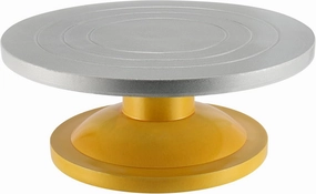 SINJEUN 10 Inch Sculpting Wheel, Pottery Banding Wheel, Silver Round Ceramics Turntable Sculptor Pottery Tool for Model-Making, Paint Spraying, Crafting