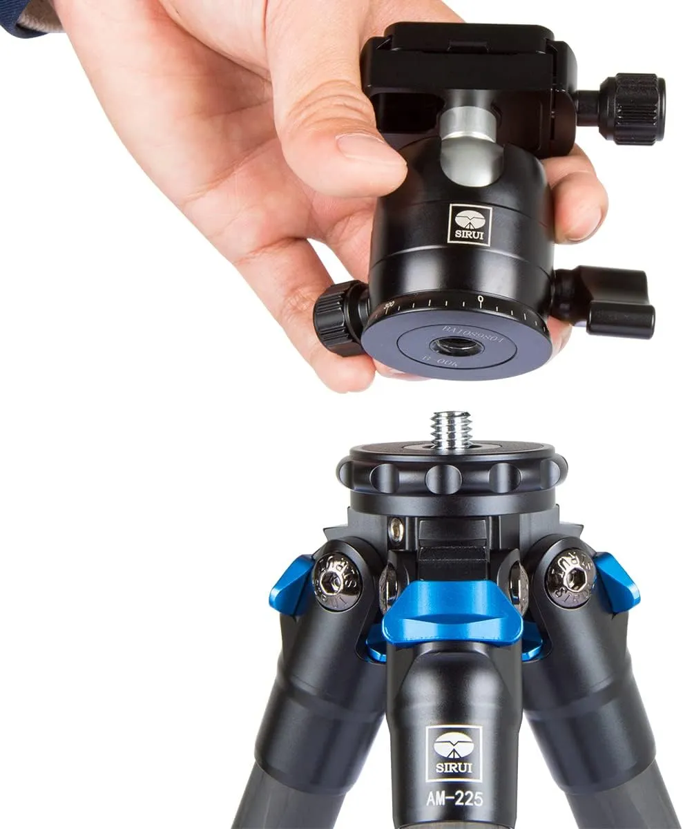 SIRUI AM-225 Camera Tripod Carbon Fiber Tripod 5-Sections Travel Lightweight Small Tripod with B-00K Ball Head,Black