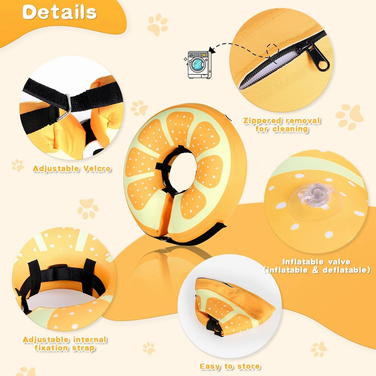 Sivomens Dog Cone, Protective Inflatable Dog Collar for Medium Dogs, Comfortable Dog Recovery Cones After Surgery, Washable Dog Donut Collar Prevents Licking Wounds & No Blocking Vision, M(9"-12")