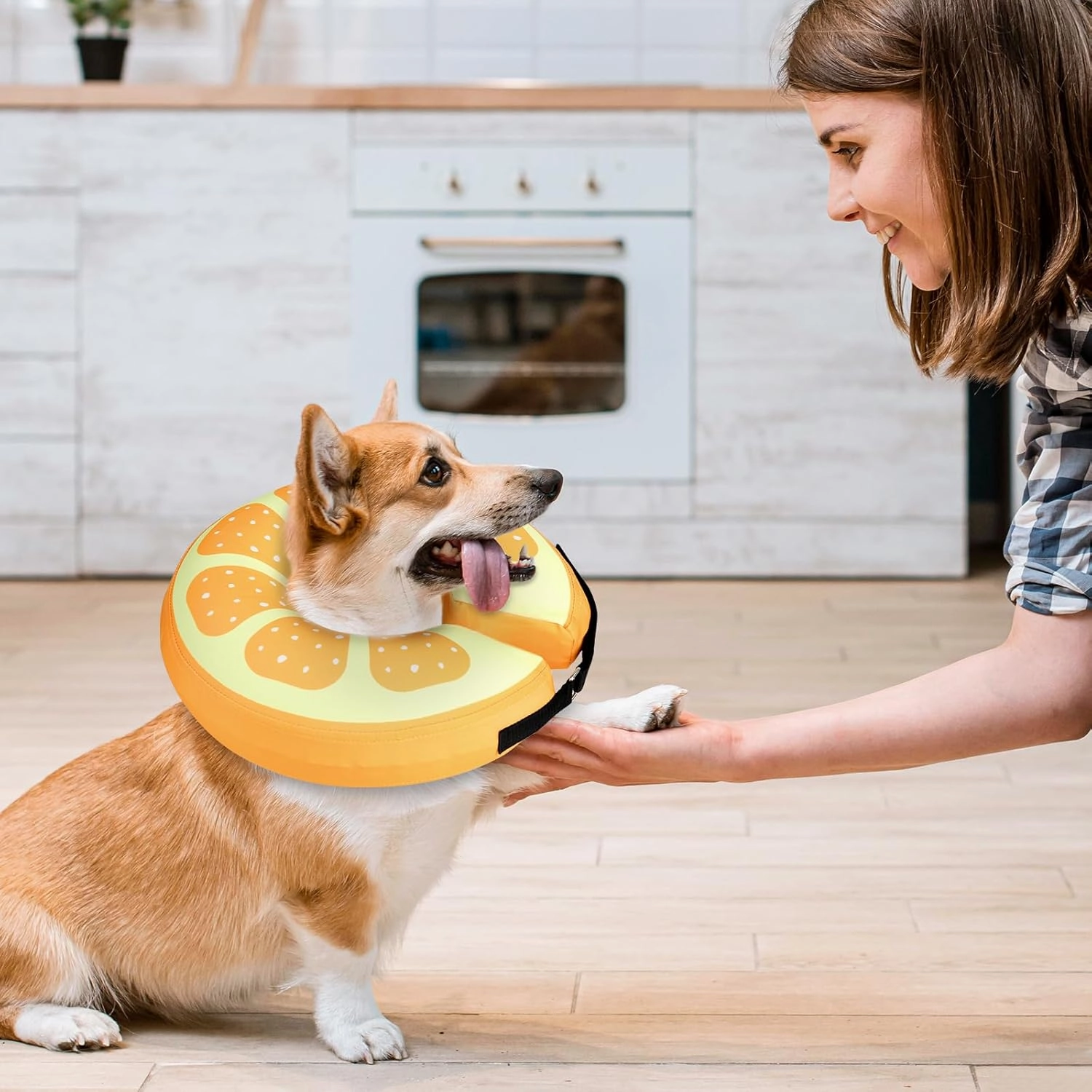 Sivomens Dog Cone, Protective Inflatable Dog Collar for Medium Dogs, Comfortable Dog Recovery Cones After Surgery, Washable Dog Donut Collar Prevents Licking Wounds & No Blocking Vision, M(9"-12")