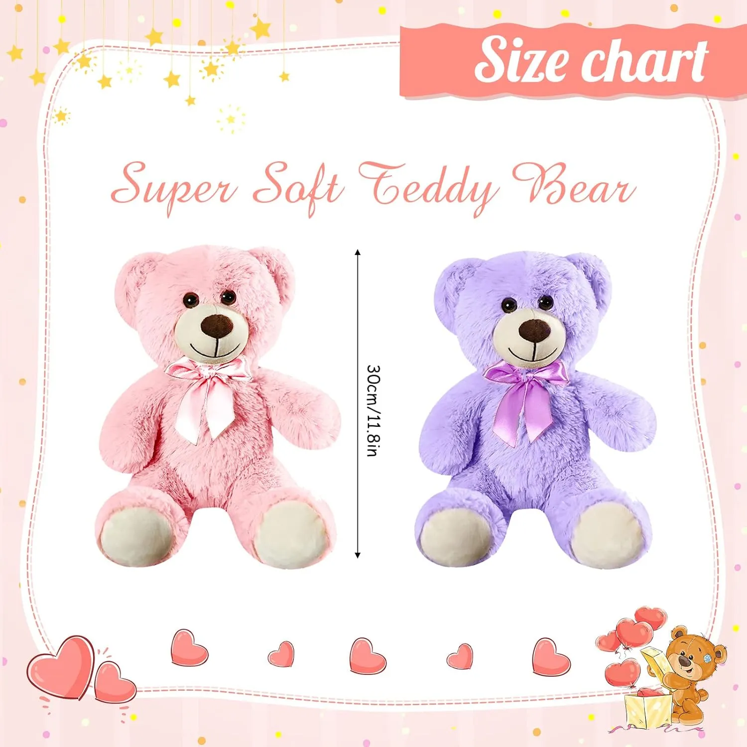 Skylety 10 Pcs Bears Bulk 10-14 Inches Stuffed Animal Plush Toys Birthday Party Favors(Cute Colors)